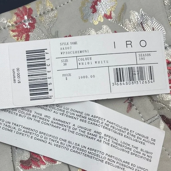 IRO Paris Ceremoni Floral Lamb leather High-rise Shorts size 38 - NWT